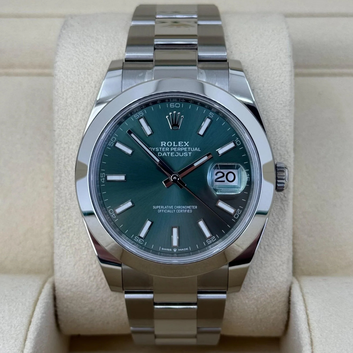 Rolex Datejust 41 Green Dial Steel Mens Watch 126300 41mm