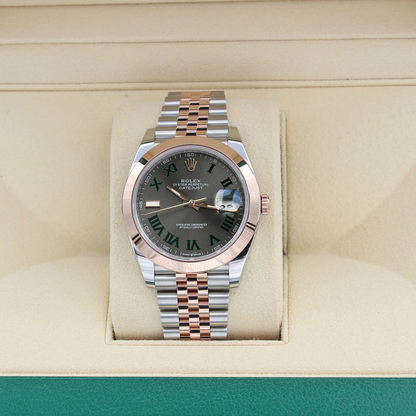 Rolex Datejust 41 Steel Rose Gold Wimbledon Dial Mens Watch 126331 41mm