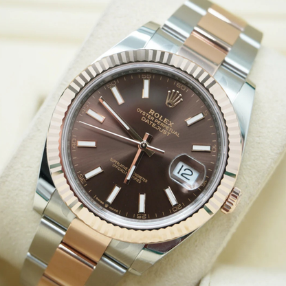 Rolex Datejust 41 Steel Rose Gold Chocolate Dial Mens Watch 126331 41mm