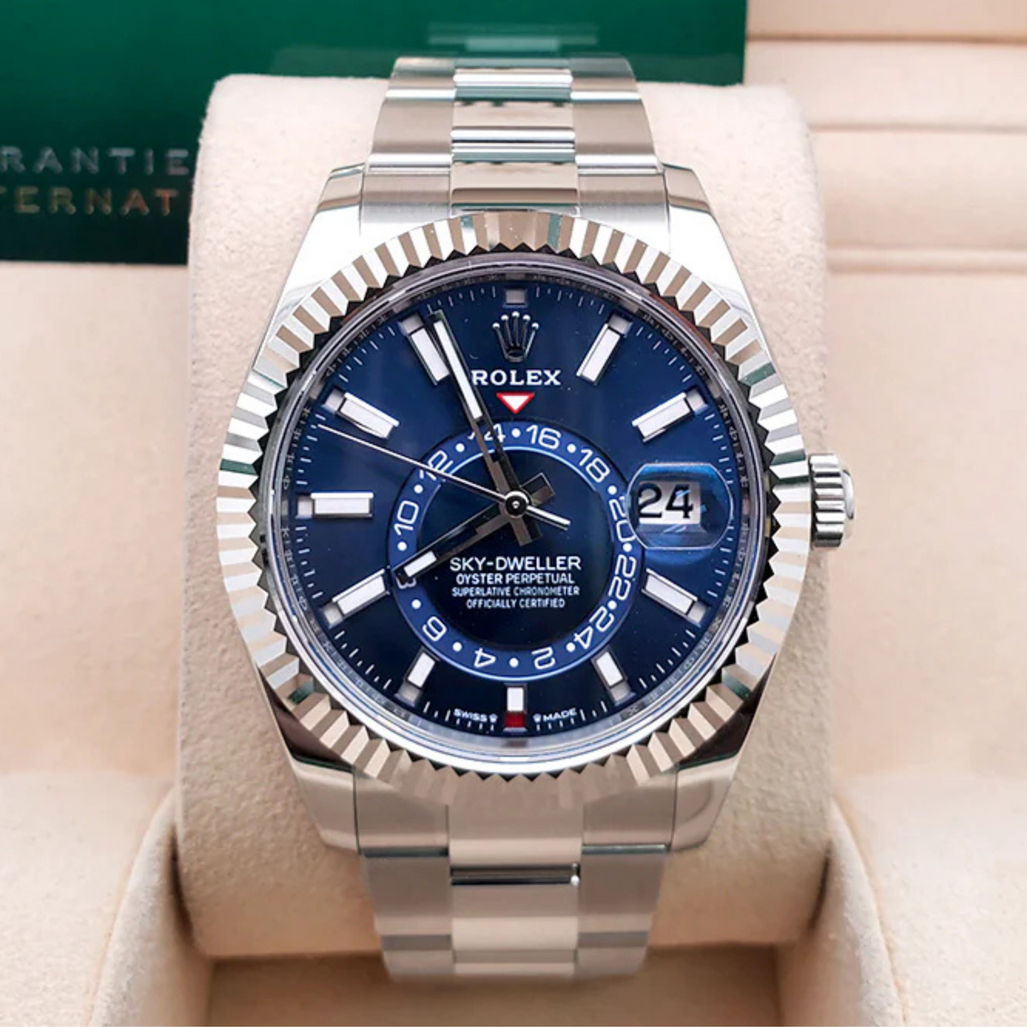 Rolex Sky-Dweller Steel White Gold Blue Dial Mens Watch 336934 42mm