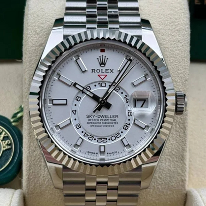 Rolex Sky-Dweller Steel White Gold White Dial Mens Watch 336934 42mm