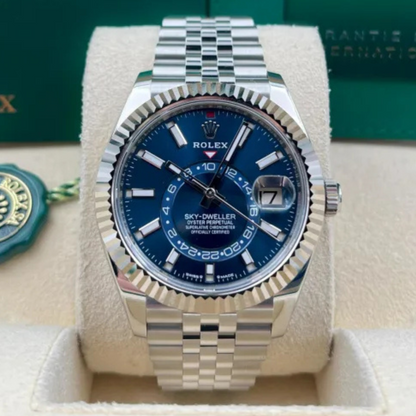 Rolex Sky-Dweller Steel White Gold Blue Dial Mens Watch 336934 42mm