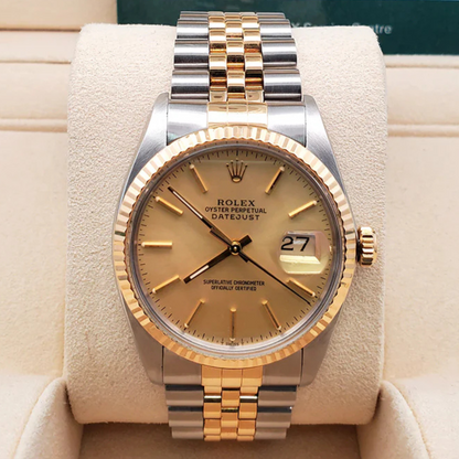 Rolex Datejust Steel Yellow Gold Vintage Mens Watch 16013 36mm