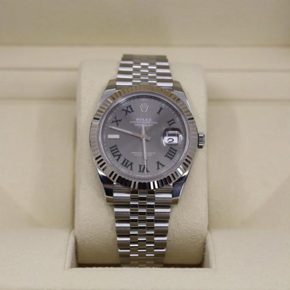 Rolex Datejust 41 Steel White Gold Wimbledon Dial Mens Watch 126334 41mm