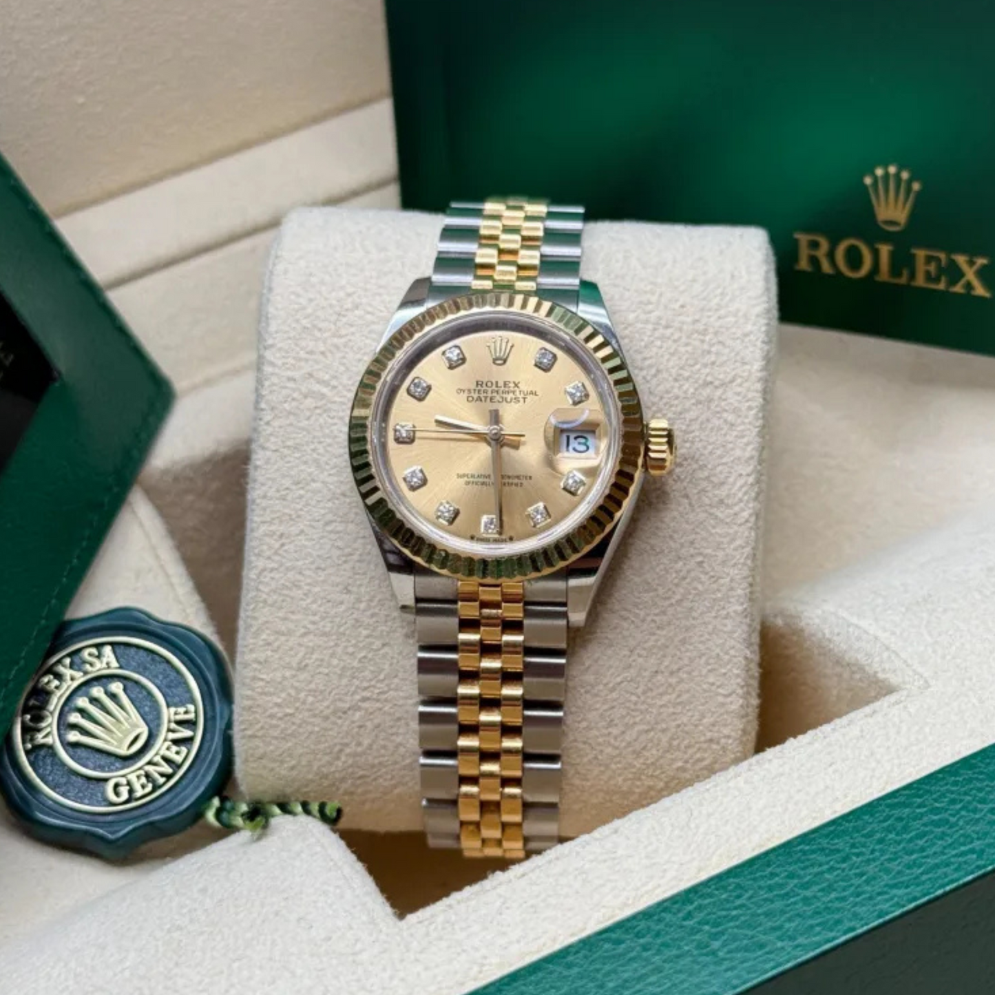 Rolex Datejust 26 Diamond Dial Steel Yellow Gold Ladies Watch 179173 26mm