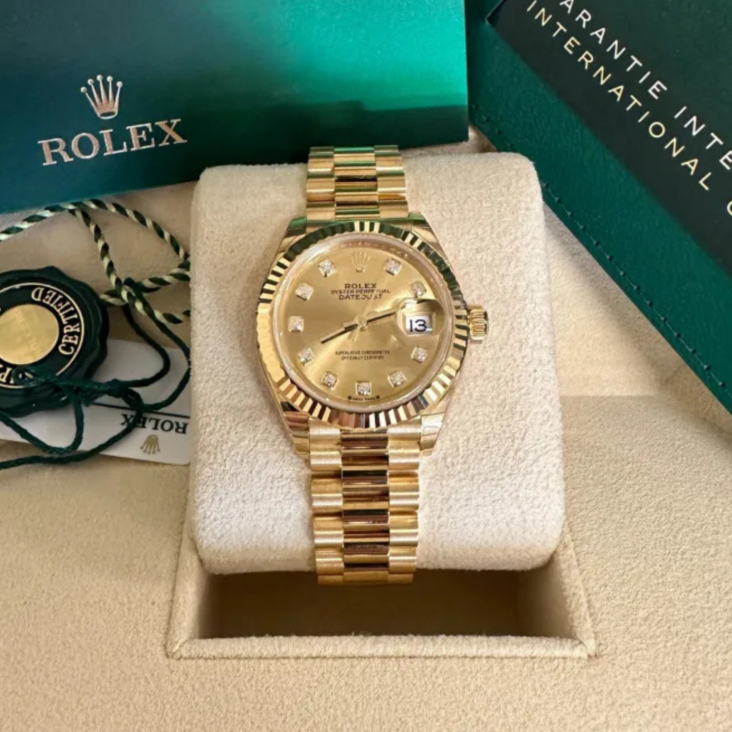 Rolex President Datejust 26 Yellow Gold Diamond Ladies Watch 179178 26mm