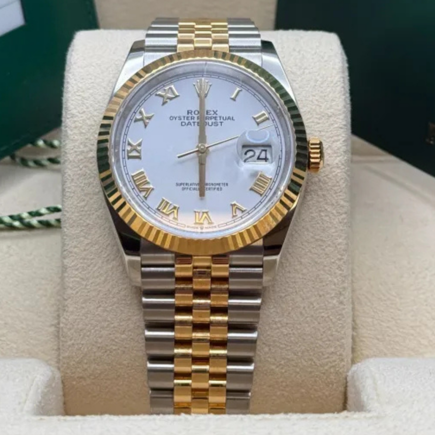 Rolex Datejust 36 Steel Yellow Gold White Dial Mens Watch 116233 36mm