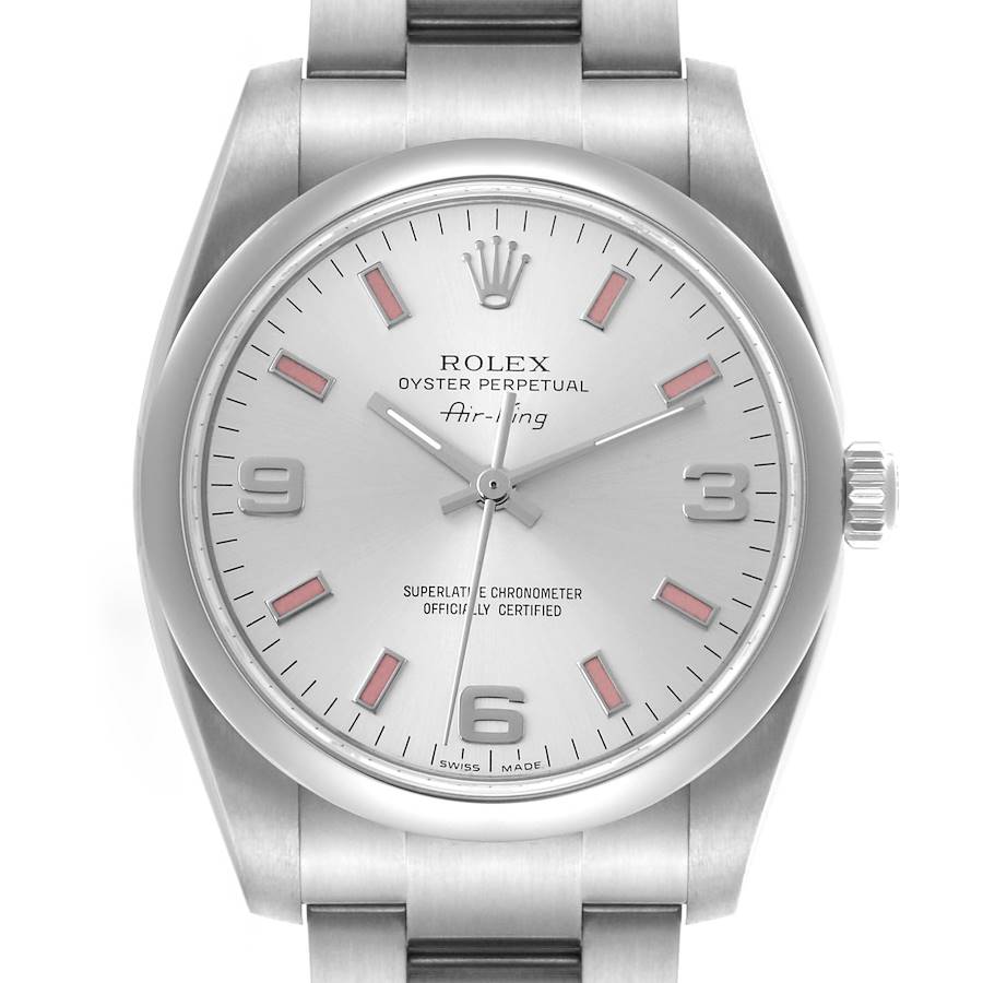 Rolex Air King 34 Silver Dial Steel Mens Watch 114200 34mm