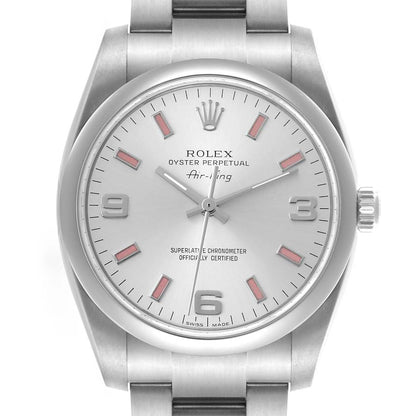 Rolex Air King 34 Silver Dial Steel Mens Watch 114200 34mm