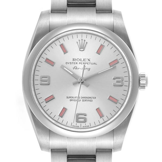 Rolex Air King 34 Silver Dial Steel Mens Watch 114200 34mm
