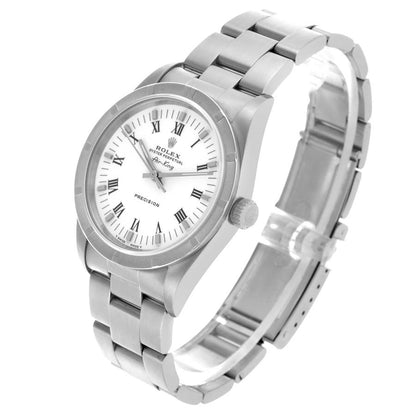 Rolex Air King 34 White Roman Dial Steel Mens Watch 14010 34mm