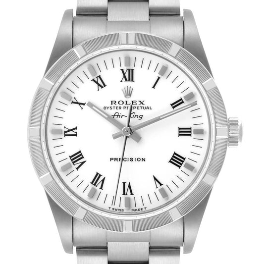 Rolex Air King 34 White Roman Dial Steel Mens Watch 14010 34mm