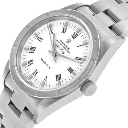 Rolex Air King 34 White Roman Dial Steel Mens Watch 14010 34mm