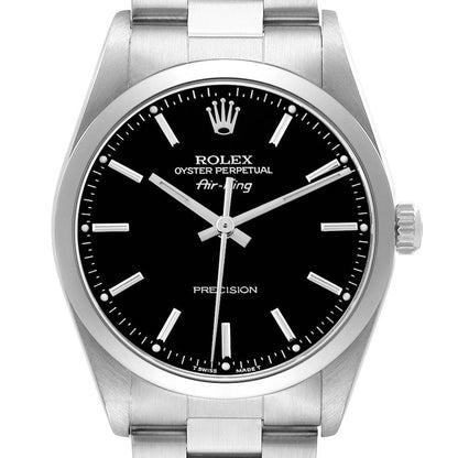 Rolex Air King 34 Black Dial Smooth Bezel Steel Mens Watch 14000 34mm