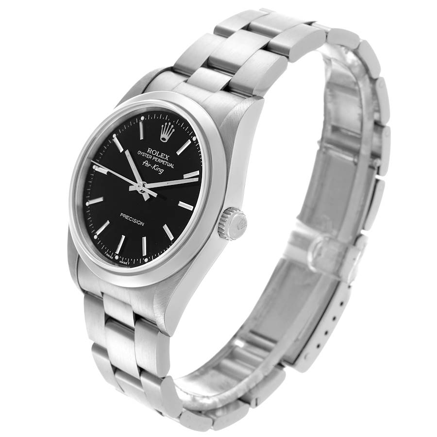 Rolex Air King 34 Black Dial Smooth Bezel Steel Mens Watch 14000 34mm