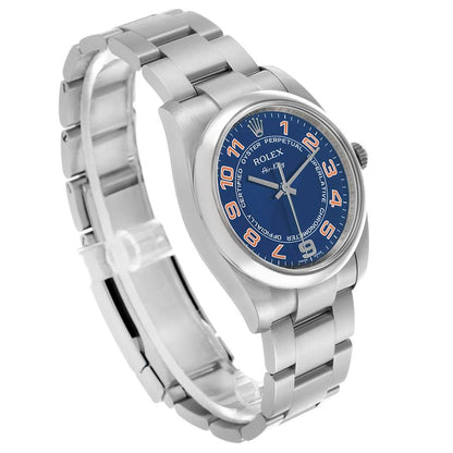 Rolex Air 34 King Blue Concentric Dial Steel Mens Watch 114200 34mm