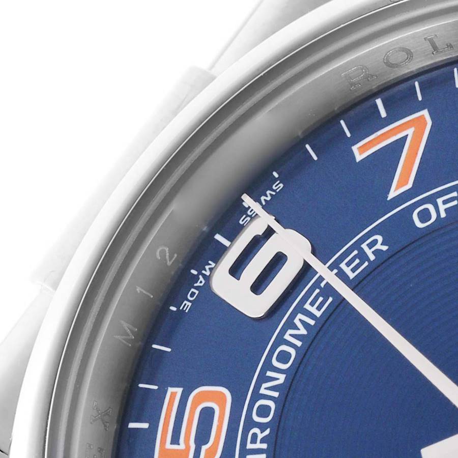 Rolex Air 34 King Blue Concentric Dial Steel Mens Watch 114200 34mm