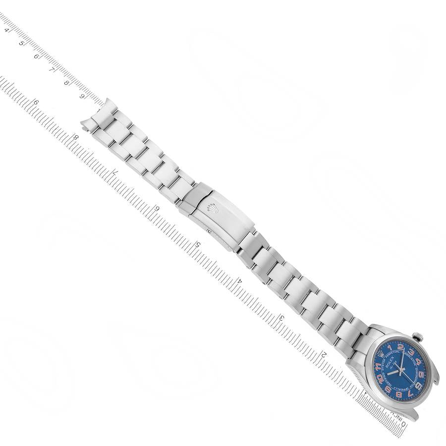 Rolex Air 34 King Blue Concentric Dial Steel Mens Watch 114200 34mm