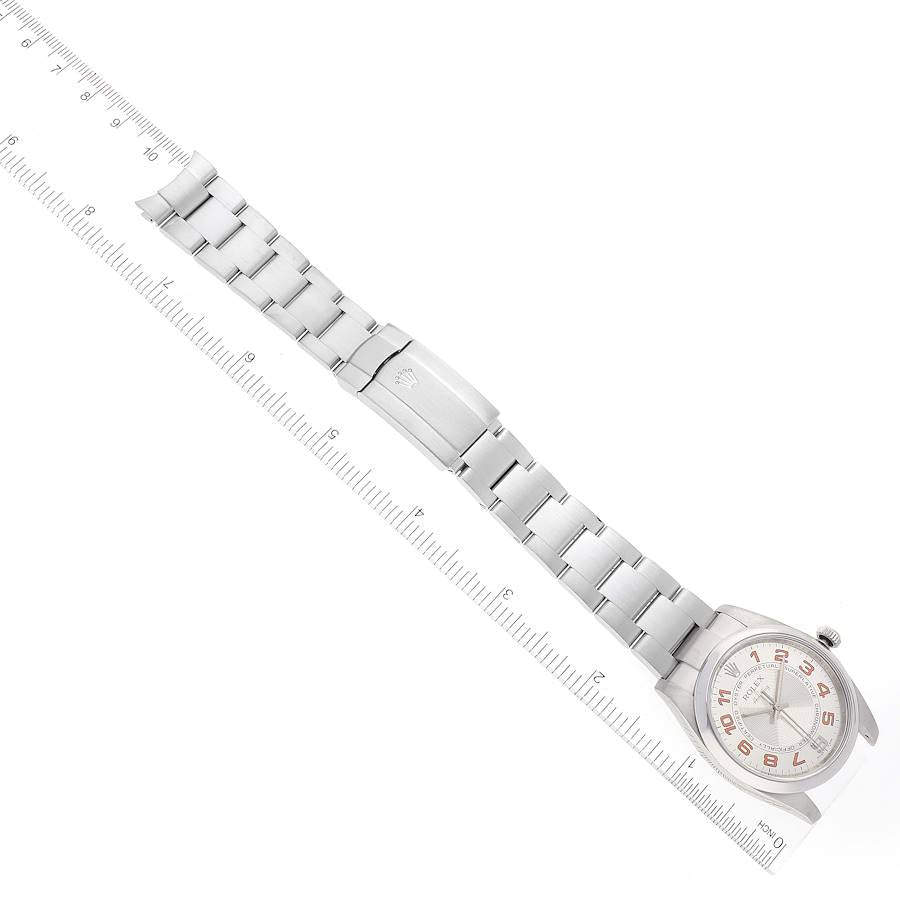 Rolex Air King 34 Concentric Silver Orange Dial Mens Watch 114200 34mm
