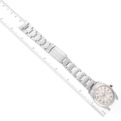 Rolex Air King 34 Concentric Silver Orange Dial Mens Watch 114200 34mm