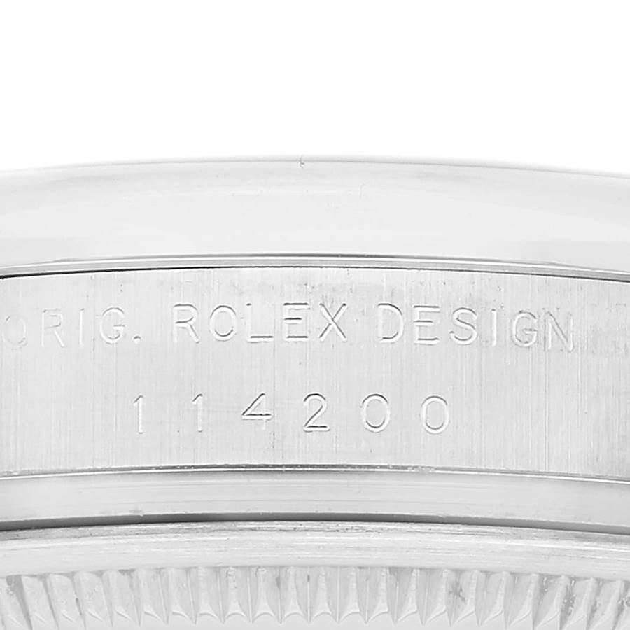 Rolex Air King 34 Concentric Silver Orange Dial Mens Watch 114200 34mm