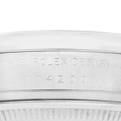 Rolex Air King 34 Concentric Silver Orange Dial Mens Watch 114200 34mm