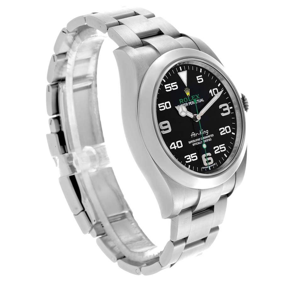 Rolex Air King Green Hand Black Dial Steel Mens Watch 116900 40mm