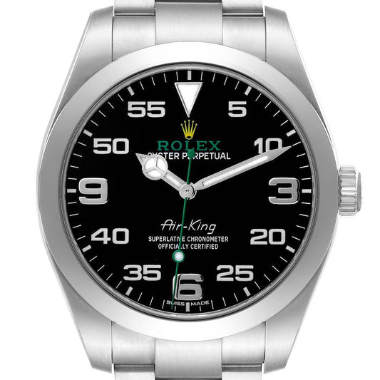 Rolex Air King Green Hand Black Dial Steel Mens Watch 116900 40mm