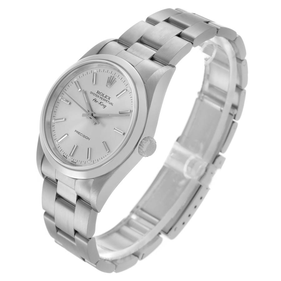 Rolex Air King 34 Silver Dial Smooth Bezel Steel Mens Watch 14000 34mm