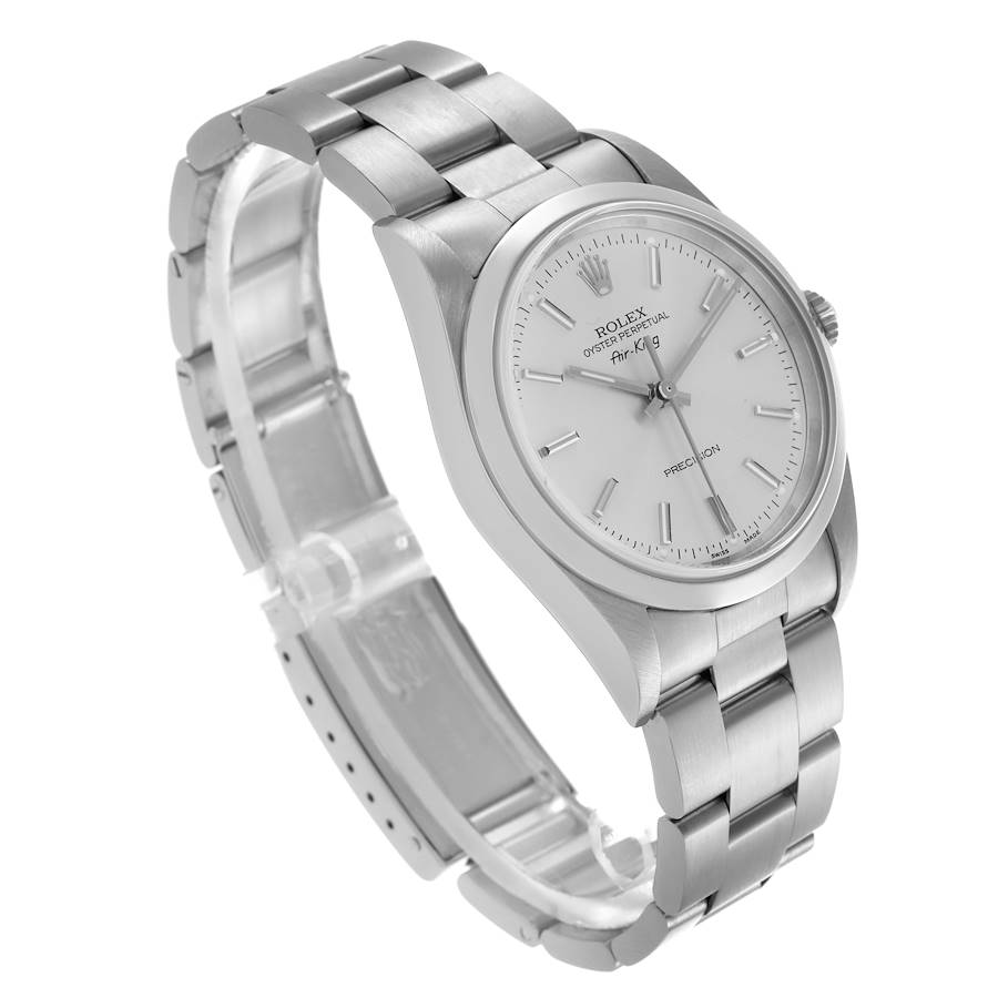 Rolex Air King 34 Silver Dial Smooth Bezel Steel Mens Watch 14000 34mm