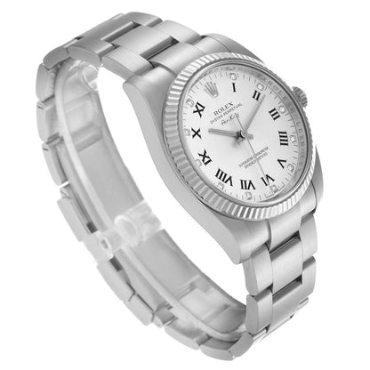 Rolex Air King Steel White Gold Silver Diamond Dial Mens Watch 114234 34mm