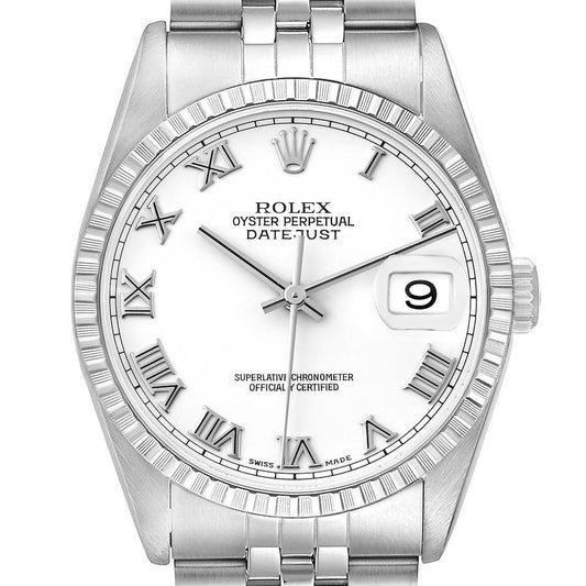 Rolex Datejust 36 White Roman Dial Steel Mens Watch 16220 36mm