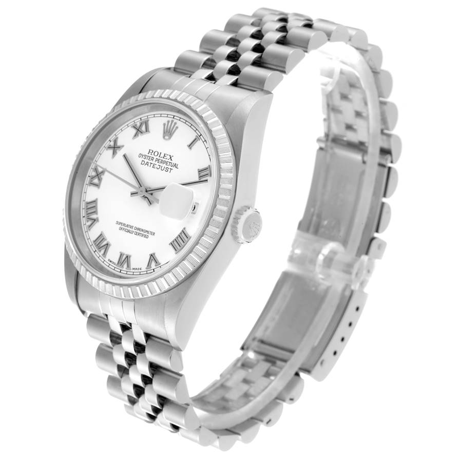 Rolex Datejust 36 White Roman Dial Steel Mens Watch 16220 36mm