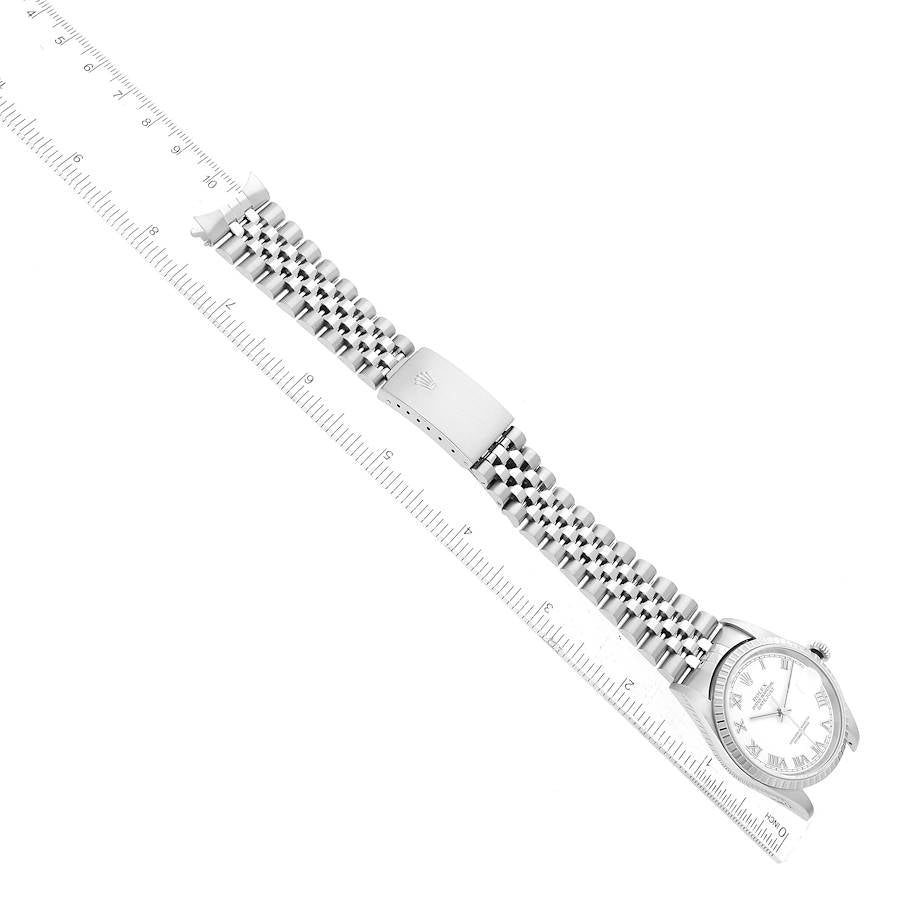 Rolex Datejust 36 White Roman Dial Steel Mens Watch 16220 36mm