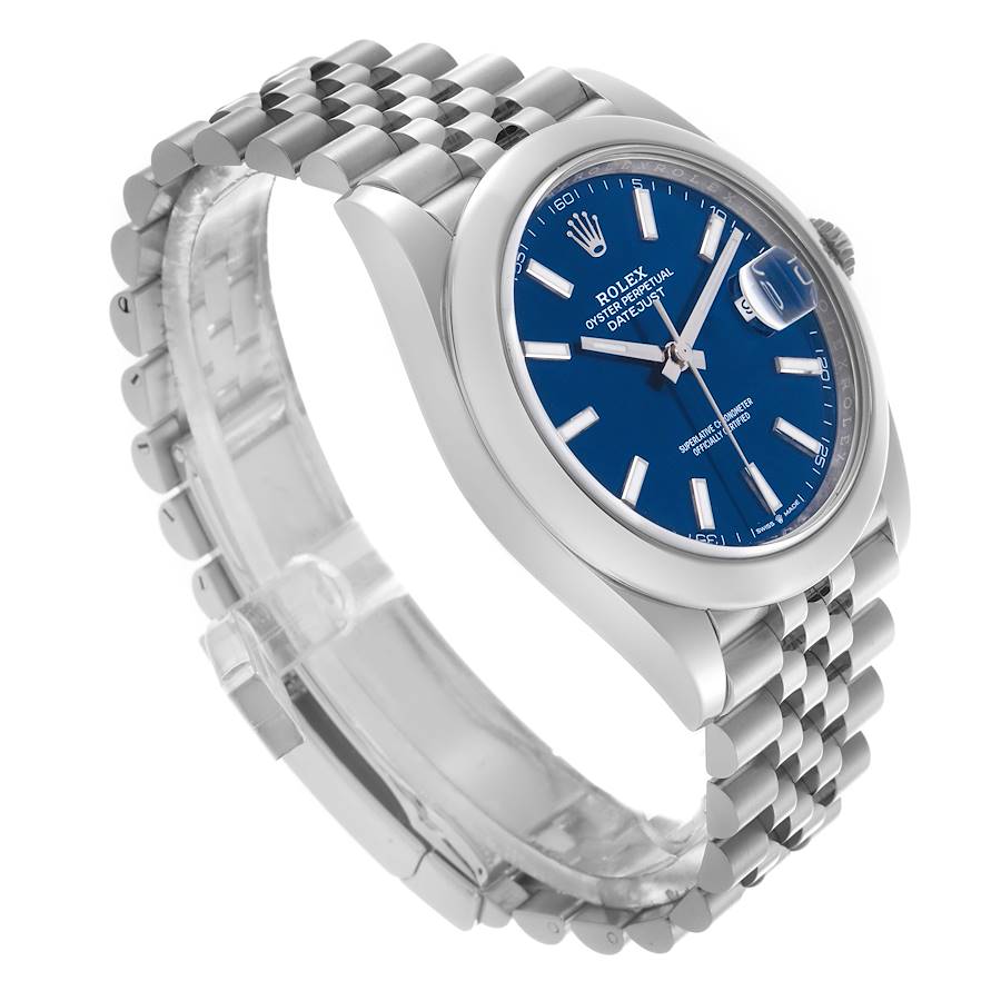 Rolex Datejust 41 Blue Dial Smooth Bezel Steel Mens Watch 126300 41mm