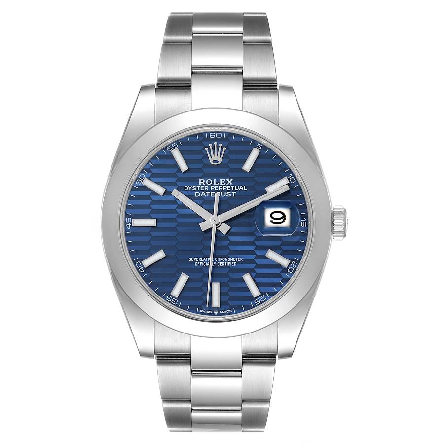 Rolex Datejust 41 Blue Fluted Dial Steel Mens Watch 126300 41mm