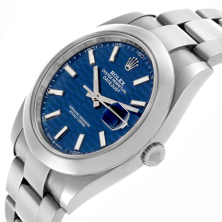 Rolex Datejust 41 Blue Fluted Dial Steel Mens Watch 126300 41mm