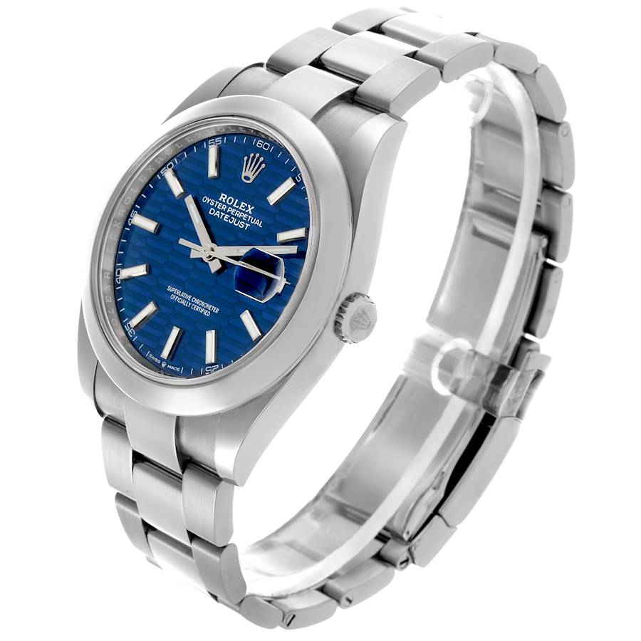 Rolex Datejust 41 Blue Fluted Dial Steel Mens Watch 126300 41mm