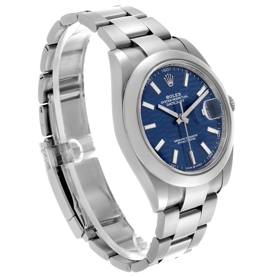 Rolex Datejust 41 Blue Fluted Dial Steel Mens Watch 126300 41mm