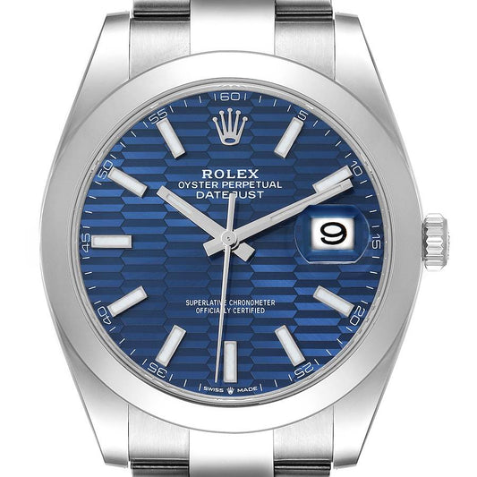 Rolex Datejust 41 Blue Fluted Dial Steel Mens Watch 126300 41mm