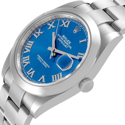 Rolex Datejust 41 Blue Roman Dial Steel Mens Watch 126300 41mm