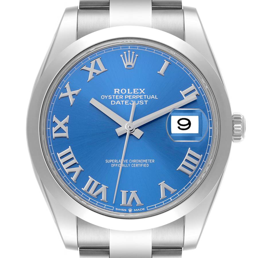 Rolex Datejust 41 Blue Roman Dial Steel Mens Watch 126300 41mm