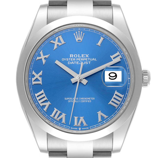 Rolex Datejust 41 Blue Roman Dial Steel Mens Watch 126300 41mm