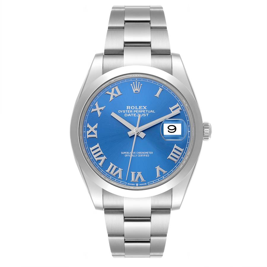 Rolex Datejust 41 Blue Roman Dial Steel Mens Watch 126300 41mm