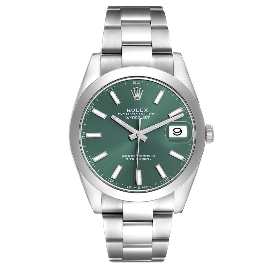 Rolex Datejust 41 Green Dial Steel Mens Watch 126300 41mm
