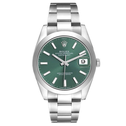 Rolex Datejust 41 Green Dial Steel Mens Watch 126300 41mm
