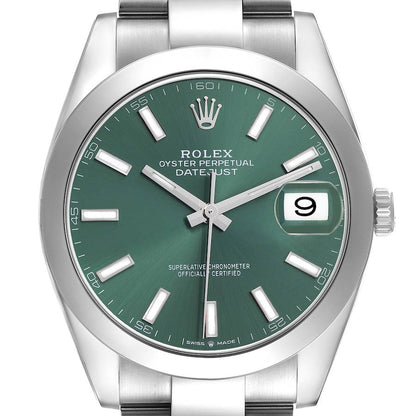 Rolex Datejust 41 Green Dial Steel Mens Watch 126300 41mm