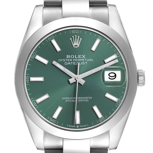Rolex Datejust 41 Green Dial Steel Mens Watch 126300 41mm