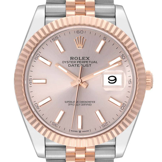 Rolex Datejust 41 Steel Everose Gold Sundust Dial Mens Watch 126331 41mm