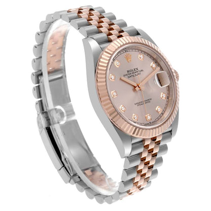 Rolex Datejust 41 Steel Everose Gold Sundust Diamond Dial Mens Watch 126331 41mm